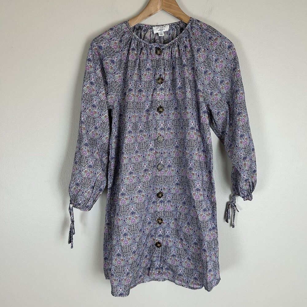 J.Crew Dress Womens Small Liberty Fabric Floral Button Front Long Sleeve Tunic